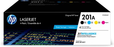 HP 201A (CF400AQ1) Black, Cyan, Magenta & Yellow Original Toner, 4 Cartridges